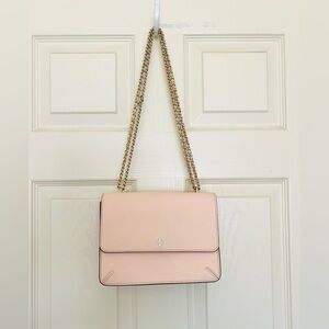 Tory Burch Robinson Convertible Leather Crossbody, Pale Apricot